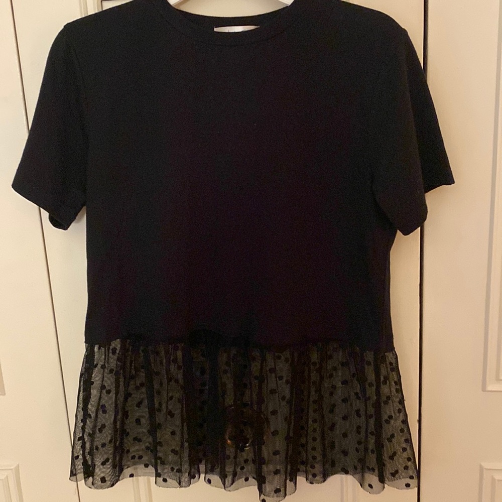 WORN ONCE, black, short sleeve, peplum T-Shirt!